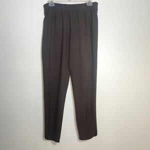 Zara Brown Mid Rise Angle Length Cirved Hem Elastic Waist Pants Size S
